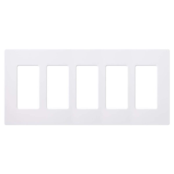 Lutron Claro 5 Gang Decorator/Rocker Wallplate, Gloss, White (1-Pack) | CW-5-WH