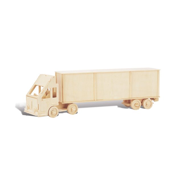 Puzzled 3D Puzzle Semi Truck Wood Craft Construction Model Kit, Fun Unique & Educational DIY Wooden Toy Assemble Model Unfinished Crafting Hobby Puzzle - 65 Pieces Pack