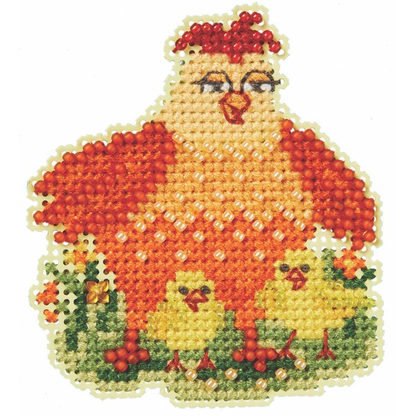 Mill Hill Mama Hen Beaded Counted Cross Stitch Ornament Kit 2024 Spring Bouquet MH182411