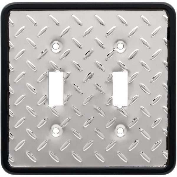 Franklin Brass Diamond Plate Wall Plate, Polished Chrome Double Switch Cover, 1-Pack, 135861