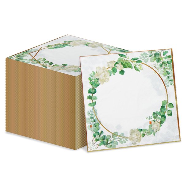 100 Pcs Sage Green Napkins 13 x 13inch Eucalyptus Leaf Paper Napkins for Home Birthday Party Wedding Sage Green Party Decorations Baby Shower Party Supplies