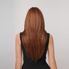 WTHCOS Long Layered Auburn Wigs for Women Long Wavy Orange Brown Wig with Bangs Highlight Synthetic Wigs with Wig Cap