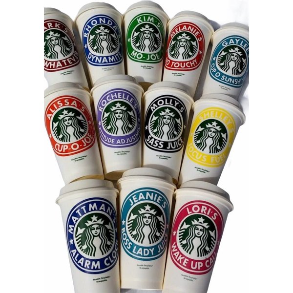 Personalized Authentic SB Reusable Coffee Cup 16 Ounces with Lid - Variety of Colors Available - Ships Free - BPA Free Plastic