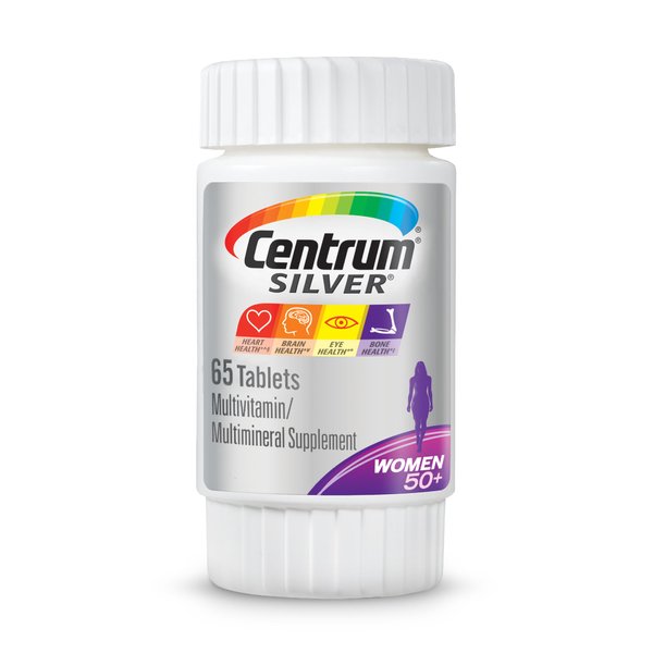 Centrum Silver Women's Multivitamin for Women 50 Plus, Multivitamin/Multimineral Supplement with Vitamin D3, B Vitamins, Calcium and Antioxidants, Gluten Free, Non-GMO Ingredients - 65 Count