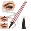 Magic Eyebrow Pencil, Waterproof Microblading Eyebrow Pen 4 Fork Tip Tattoo Pencil,Waterproof Eyebrow Pencil, Easily Create Natural-Looking Brows, Smudge-proof, Up to 24HR Wear (Dark Brown)