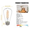 RuiAoTD ST58 (ST19) Vintage Edison LED Bulb, Soft White 2700K, Antique Flexible Spiral LED Filament Light Bulb, 600LM Dimmable, 6W Equivalent to 60W, CRI 80+, E26 Base Clear Glass, 6 Pack
