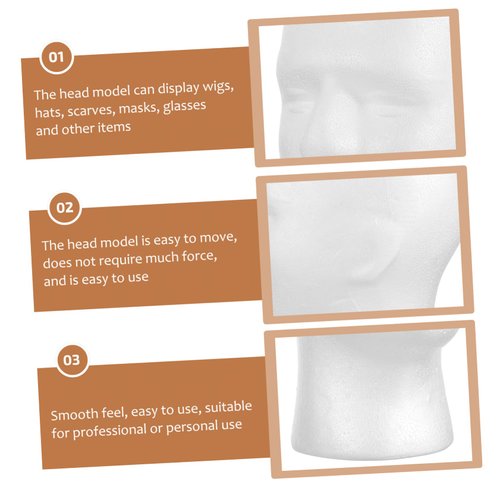 FRCOLOR mannequin head human body model eye glasses holder cap for men headphone stand manikin foam heads for wigs wig head wig stand head model hat display stand earphone model head white