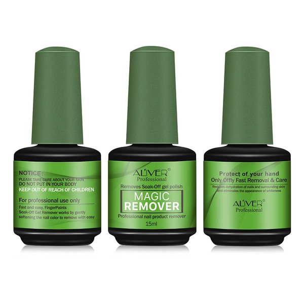 ALIVER Gel Nail Polish Remover - 3 Pack, 15ml Magic Remover Gel Nail Polish, Quickly Soak Off Nail Polish Remover - Gel Polish Remover