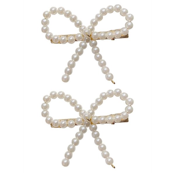 Pearl Hair Bow Hair Clip for Women Girls Bow Hair Clip Pearl Barrette Bowknot Hair Clips Hair Pin Headwear TSFJ73 (2pcs Pearl Bow)