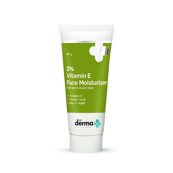 The Derma Co 3% Vitamin E Face Moisturizer for Dry & Flaky Skin | Deeply Hydrates & Nourishes Damaged Skin | Makes Skin Soft & Supple | Non-Greasy & Lightweight | 1.06 Oz/30g