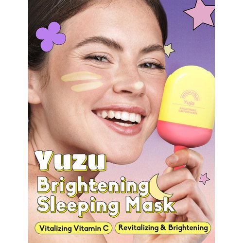 PATCH HOLIC Yuja Brightening Sleeping Mask Vitamin C Face Mask Skincare Essential | Brightening Face Masks with Hyaluronic Acid | Wrinkle Reducer & Hydrating Face Masks | Beauty Face Mask 2.36 fl. oz.
