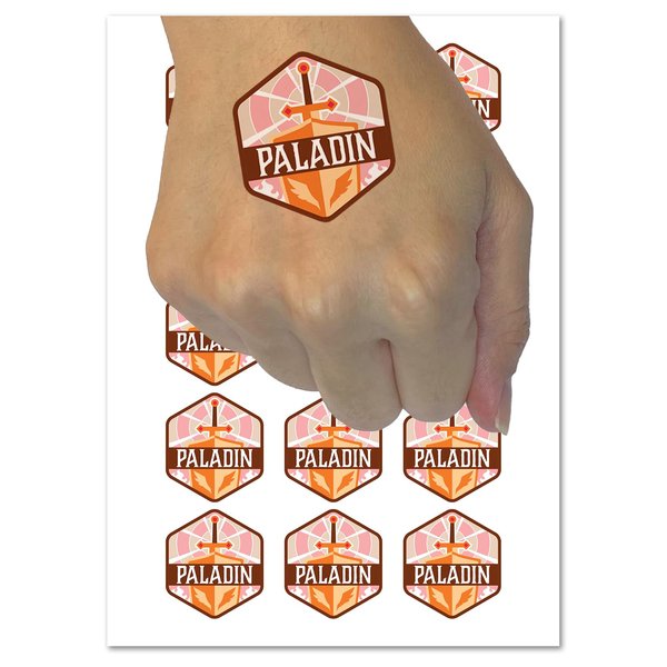 RPG Class Paladin Games Fantasy Gaming Temporary Tattoo Water Resistant Fake Body Art Set Collection - 54 1" Tattoos (1 Sheet)