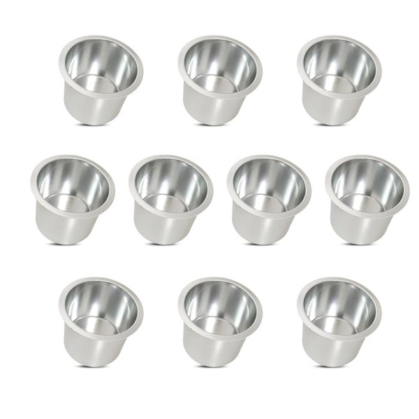 Yuanhe Aluminum Jumbo Cup Holder - 10 Pack Silver Poker Table Cup Holder Insert for Casino Game Table Sofa Boats Pontoon Marine Bench Desk RV Cars & Trucks