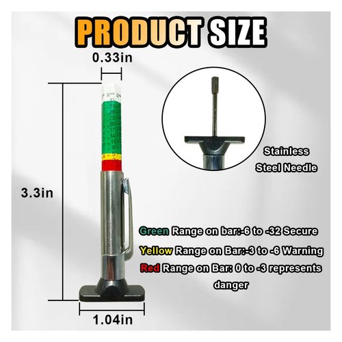 Car Tire Tread Depth Gauge, Tire Tread Gauge Color Coded, Professional Tire Thread Depth Meter Tool in 32nds, Suitable for Most Car Models (1 PCS)