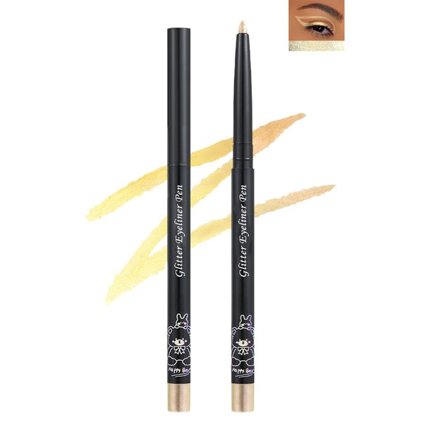 Colored Glitter Eyeliner Pencil, Chameleon Matte Metallic Eyeliner Pen Eyeshadow, Silver Shimmer Retractable Eyeliner Waterproof Smudgeproof, Highlighter Gel Eye Liner with Sharpener Gift for Women-01
