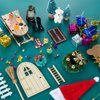 61Pcs Doll House Christmas Hat Decoration Miniature Dollhouse Accessories String Fake Light Door Mini Xmas Tree 1:12 Model Pretend Toys DIY Festival Party Wreath Snowman Fairy Cane Candy Garden