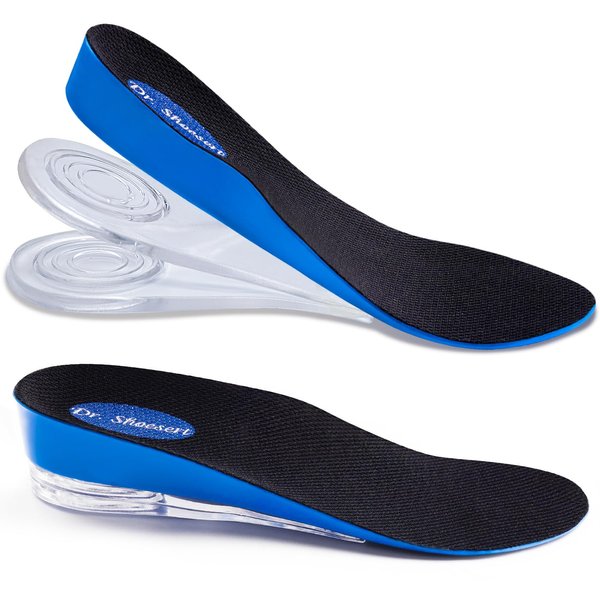 Dr. Shoesert 3-Layer Adjustable Height Increase Insoles, 3/4 Length Shock Absorption Cushion Heel Lift Inserts (Small, Blue)