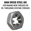 Drill America 1"-8 High Speed Steel Hex Die, DWT Series