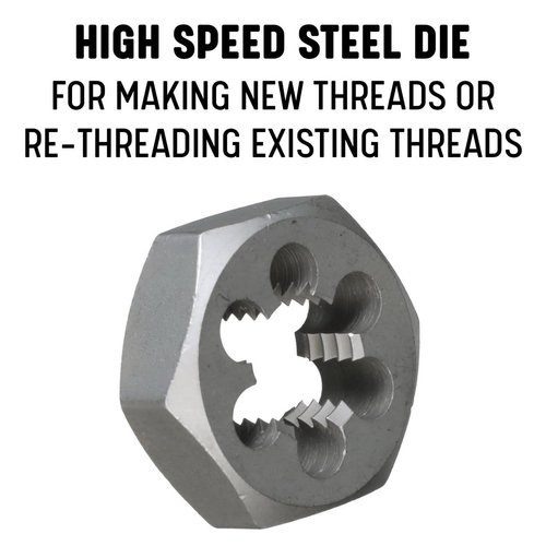 Drill America 1"-8 High Speed Steel Hex Die, DWT Series