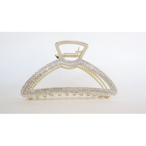Generic Art deco gold metal round crystal hair claw clip