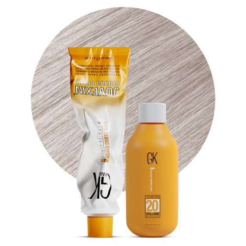 GK HAIR Global Keratin SuperLighteners 907 Sand Hair Color Cream Tube (3.4 Fl Oz/100ml) + 20 Volume Developer (5 Fl Oz/150ml) - Professional Permanent Long Lasting Toner Dye