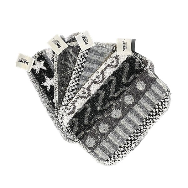 Skoy Scrub, 4-Pack Non-Scratching, Reusable Scrub for Kitchen and Household Use, Environmentally-Friendly, Dishwasher Safe, Monochromatic Colors