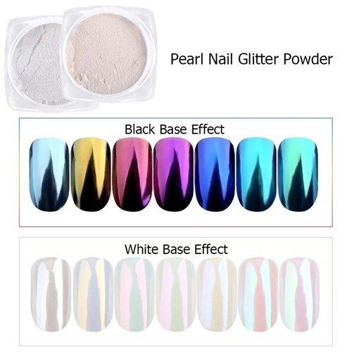 7 Colors Pearl Chrome Nail Powder Aurora Metallic Nail Powder Mermaid Iridescent Chrome Powder Blue Red Purple Pink Pearl Powder for Nails Women Girls Nail Art Glitter Decoration
