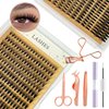 YALINCMOO 240Pcs Cluster Lashes Belt Eyelash Glue, Eyelash Tools DIY Eyelash Extensions Kit, Eyelash Clusters Bond and Seal Super Hold Eyelashes Curlers (Rose Gold）