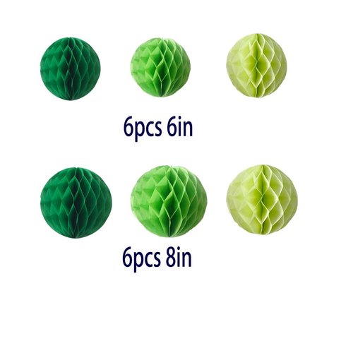 12pcs 6 inch 8 inch Tissue Paper Honeycomb Balls Party Backdrop Decoration Paper Flower Balls Craft Kit Paper Honeycomb Ball for Wedding Room Birthday Baby Shower (Green Set)