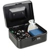 Cash Box with Money Tray, Parrency Medium Money Box with Combination Lock, 7 4/5" x 6 4/5" x 3 3/5", Black