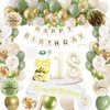 GYESXYW Sage Green 18th Birthday Decorations for Girls, Olive Green and Gold 18th Birthday Decorations Set, Happy Birthday Banner, Crown, Birthday Sash, Confetti Balloons for Girls Party Supplies