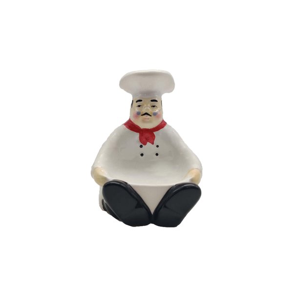 ACK Fat Bistro Chef Ceramic Hand Painted Sponge Holder for Kitchen Sink, Kitchen Décor, Scouring Pad, Scrub Holder