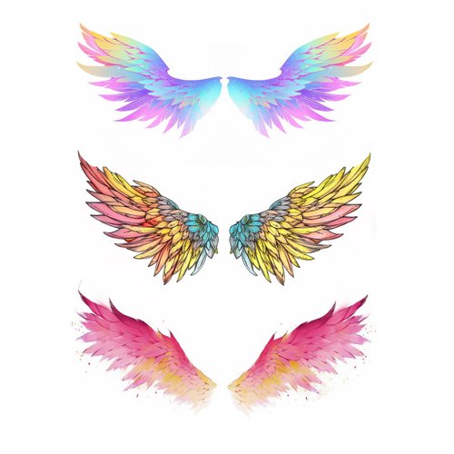 Dopetattoo 6 Pcs Temporary Tattoo Women Angel Party Favors Wing Sleeve Face Body Rainbow Tattoo Fake Tattoos