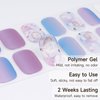 DUKASOU 28pcs Semi Cured Gel Nail Strips, Gel Nail Stickers Kit Work with Any UV Nail Lamps, Long Lasting Gel Nail Wraps for Girl Women, includes Prep Pads, Nail File & Wood Stick(Camellia Sea)