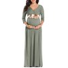 KIM S Maternity Dress Maternity Dress for Photoshoot Maternity Photoshoot Dress Baby Shower Dress Maternity Maxi Dress Boho Maternity Dress Fall Maternity Dress (Grey Green L)