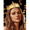 Catery Gold Leaf Headband Raw Crystal Quartz Headbands Light up Crown Headbands Gold Goddess Headpiece Bridal Headdress Festival Wedding Bride Hair Accessories for Women and Girls