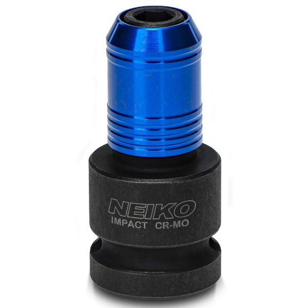 Neiko 30275A Impact Wrench Adapter for Ratchet-Wrench Drivers, 1/2-Inch-Drive Female to 1/4-Inch Hex Converter, Quick-Change Chuck, CrMo Steel