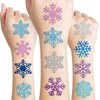 100 PCS Blue Snowflake Temporary Tattoos Sticker Winter Birthday Snowflake Christmas Party Decorations Decor Supplies Favors Gifts for Girls Boys Baby Showers Cute Fake Tattoos Classroom Reward Themed