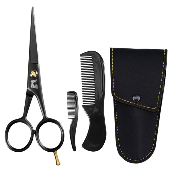 Striking Viking 5" Professional German Beard & Mustache Scissors - Moustache Grooming Kit For Trimming Facial Hair With Beard Scissors Beard Comb Mustache Comb & Carry Case - Moustache Scissor Men