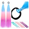 Kids Ponytail Extension With Hair Tie, Blue Pink Purple Ponytail Extension, Crazy Hair Day, Colored Hair Extensions for Kids, Festival Hair, Rave Hair, Ombre Ponytail 2 Packs 25 inch