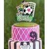 Girls Football Happy Birthday Cake Topper, Soccer Theme Birthday Party Decoration for Girls, Football World Cup Party Favor for Female Players Fans