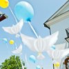 Sumind 24 Pieces White Peace Dove Balloons White Memorial Balloons Dove Foil Balloons Pigeon Bird Balloons Ceremonies Party Decorations for Wedding Funeral Birthday Engagement Party