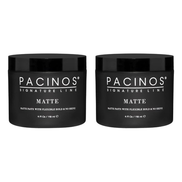 Pacinos Matte Hair Paste - Flexible Hold, No Shine, Sculpting & Styling Wax, Long Lasting Definition & Texture, No Flakes, All Hair Types, 4 fl oz (2 Pack)