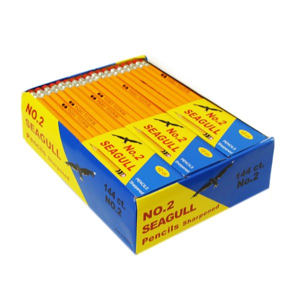 SEAGULL Pencils Pre-sharpened No. 2 144/box 12 Boxes of 12 New Improved Eraser