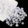 500Pcs White Pearls Heart Nail Charms Mixed Styles Flatback Heart Cute Assorted Pearls Heart Beads 3D Nail Art Charms Crafts Material Embellishments for Nail Art DIY Crafts Accessories Scrapbook