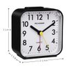Peakeep Small Battery Operated Analog Travel Alarm Clock Silent No Ticking, Lighted on Demand and Snooze, Beep Sounds, Gentle Wake, Ascending Alarm, Easy Set (Black)