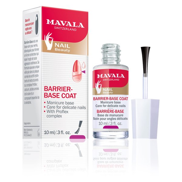 MAVALA Base Coat, Barrier for Sensitive, Delicate, and Dry Nails | Prevents Dehydration, Splitting and Breaking | Keratin, Calcium, and Silk Amino Acids Complex, 0.3 Fl Oz