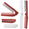 Qjaiune 6PCS Travel Foldable Brush Comb Portable Folding Comb, Anti-Static Hair Comb Mini Pocket Comb, Double Headed Hair Brush Hairdressing Tools Plastic Folding Comb for Men Women (White + Burgundy)