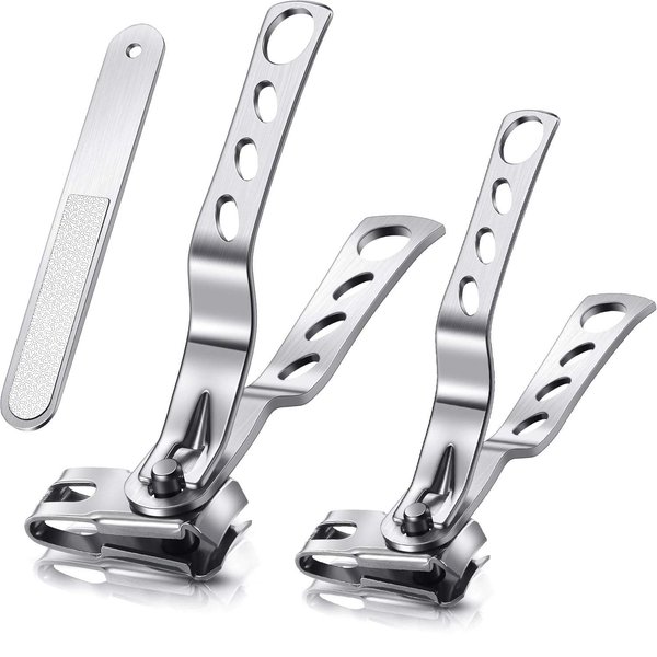 Mudder 3 Pieces 360 Degree Rotary Nail Clippers Set, Stainless Steel Fingernail Toenail Clippers Trimmer and Cutter with Nail File, Easy Grip Nail Cutter Gifts for Men and Women