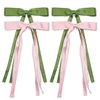 Hair Clips for Women Tassel Ribbon Bowknot With Long Tail, Clip Girl, Solid Accessories Barrettes Claw Bow (Pink,Green)